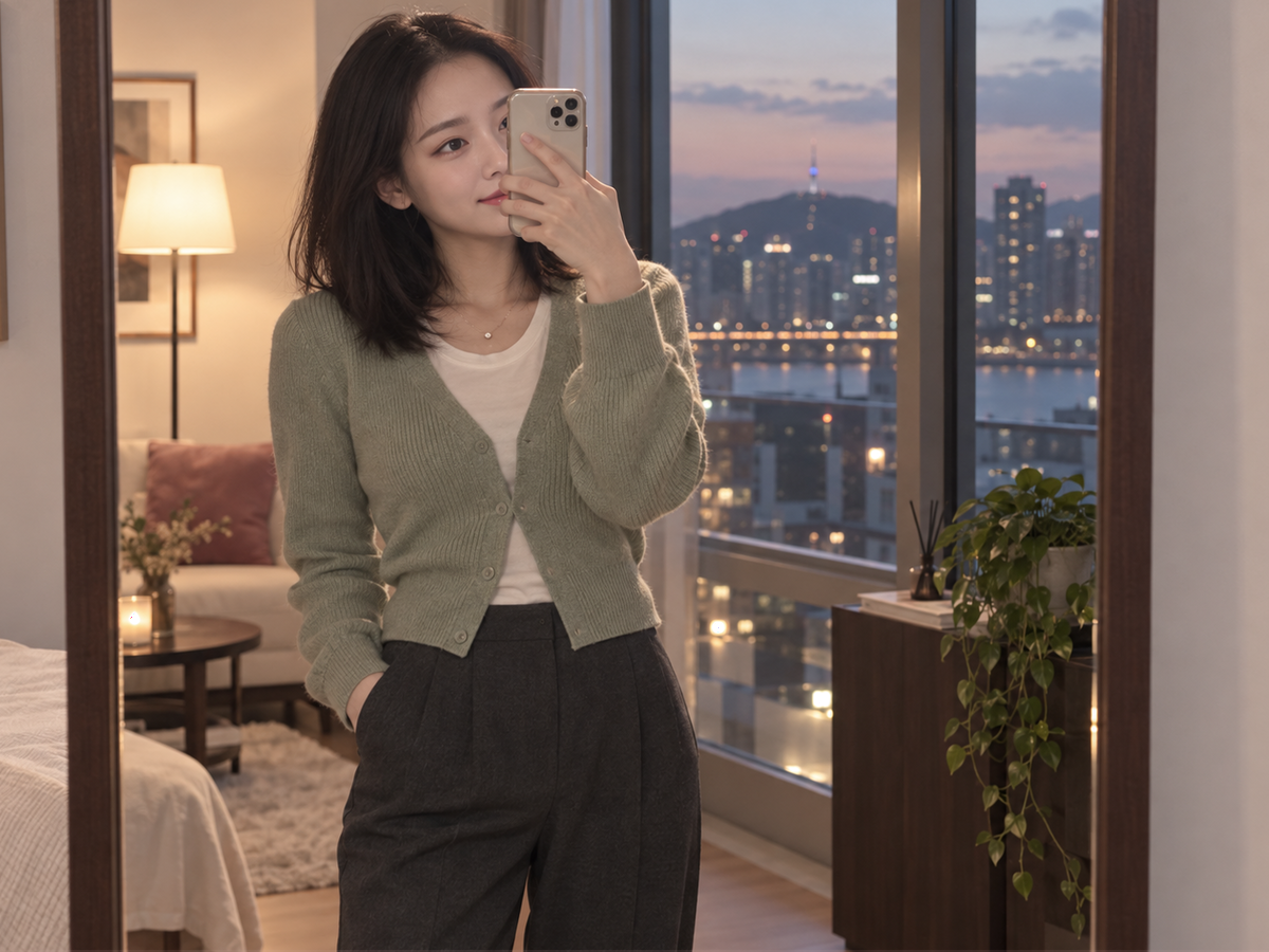 서울특별시 구로구 구로 이동과 방문 일정을 안내하는 젊은 성인 한국 여성 관리사
